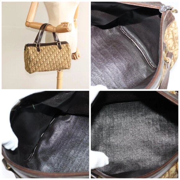 Christian Dior Trotter Canvas Boston Bag Brown Gold - Picture 16 of 16